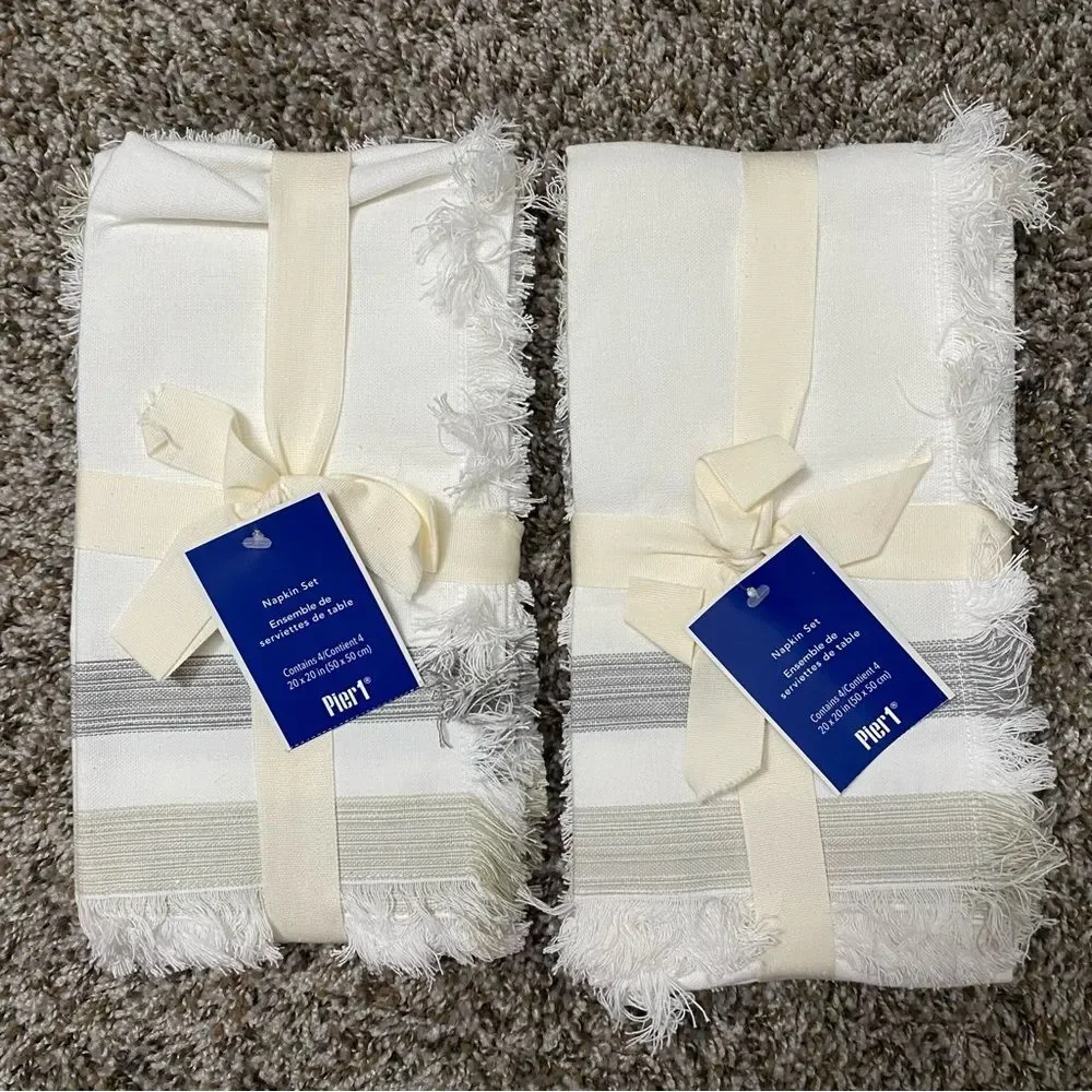 Pier 1 100% Cotton Striped Dinner Kitchen Napkins